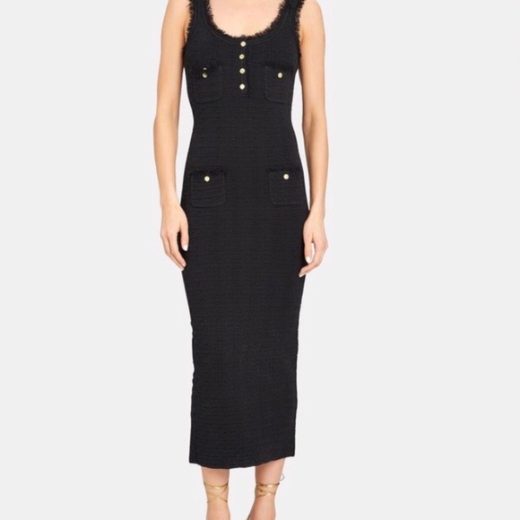 RONNY KOBO BLACK BODYCON MIDI DRESS - Picture 1 of 6